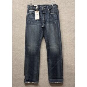 Onassis Jeans Mens 33x32 Blue Relaxed Fit Selvage Straight Leg Denim Indigo Wash